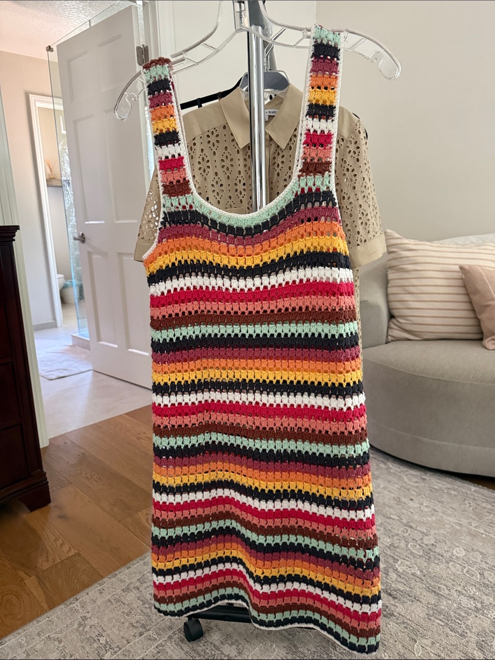 Marine Layer Multicolor Striped Crochet Mini Dress